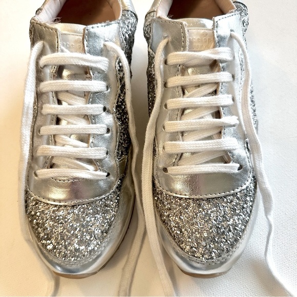 Kate Spade Felicia Glitter Sneakers Womens 5 Silver Leather - Picture 5 of 16